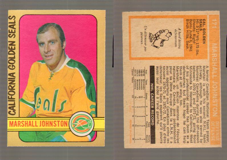 1972-73 O-PEE-CHEE HOCKEY CARD #171 M.JOHNSTON photo