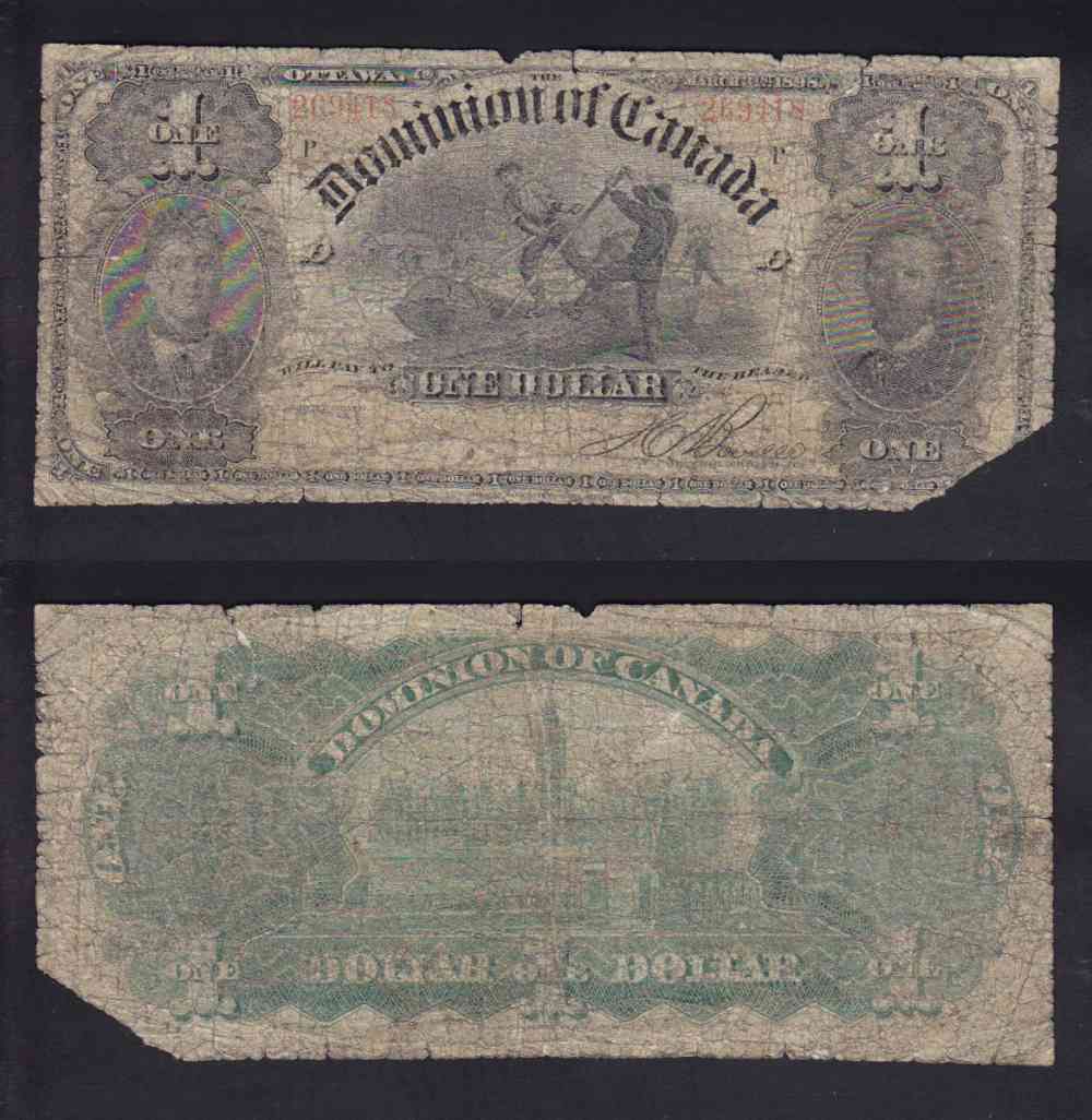 1898 DOMINION OF CANADA 1$ DOLLAR BANK NOTE photo 1898 DOMINION OF CANADA 1$ DOLLAR BANK NOTE photo