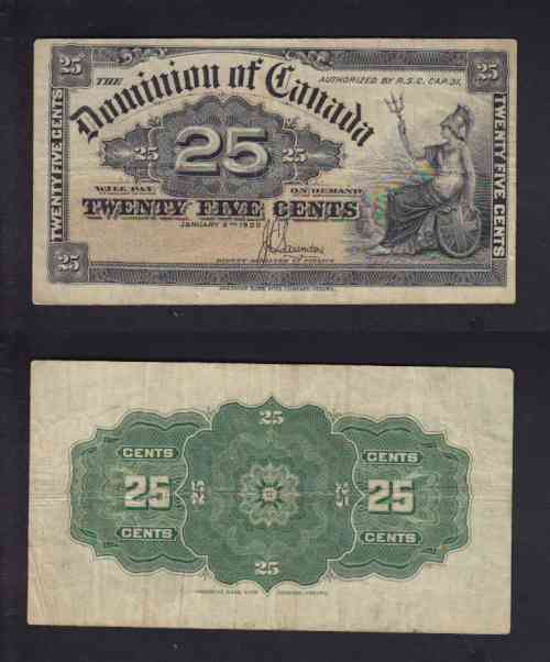 1900 DOMINION OF CANADA 25 CENTS BANK NOTE SAUNDERS photo 1900 DOMINION OF CANADA 25 CENTS BANK NOTE SAUNDERS photo