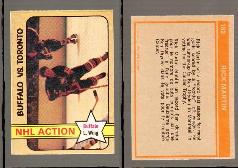 1972-73 O-PEE-CHEE HOCKEY CARD #182 BUFFALO VS TORONTO photo