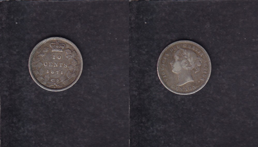 1871 CANADA 0.10$ CENTS SILVER COIN photo 1871 CANADA 0.10$ CENTS SILVER COIN photo