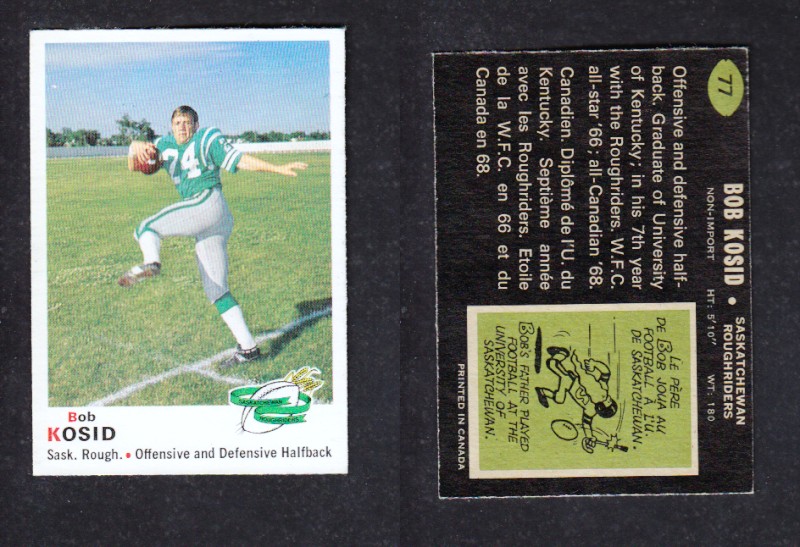 1970 CFL O-PEE-CHEE FOOTBALL CARD #77 B. KOSID photo