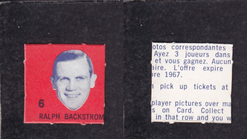 1967-68 IGA MONTREAL CANADIENS HOCKEY CARD R. BACKSTROM photo