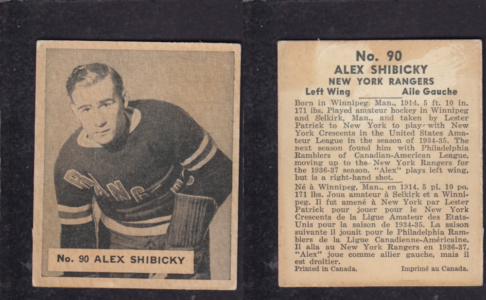 1936-37 WORLD WIDE GUM HOCKEY CARD #90 A. SHIBICKY photo