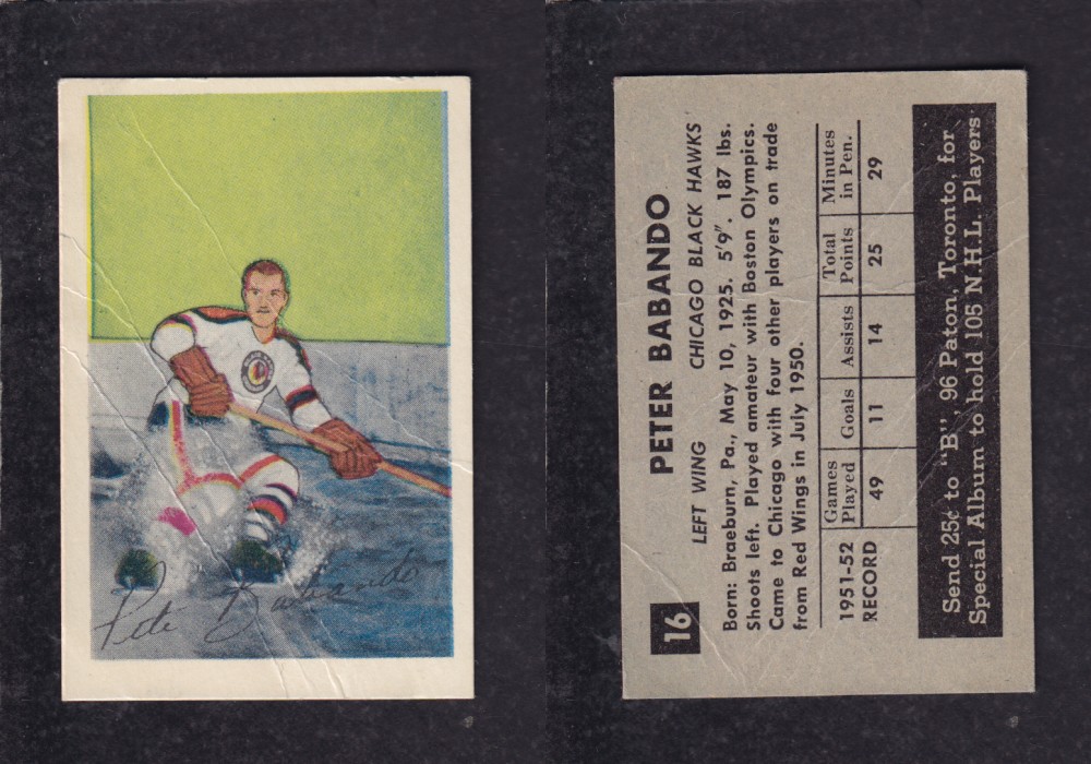 1952-53 PARKHURST HOCKEY CARD #16 P. BABANDO photo