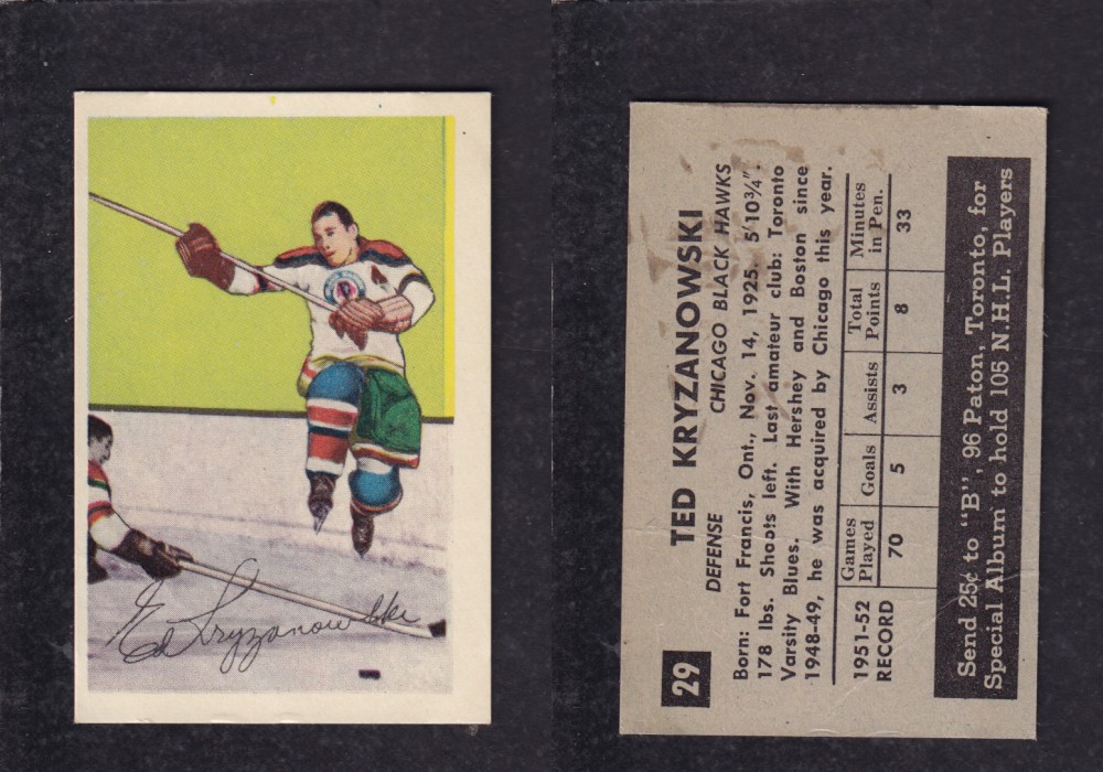 1952-53 PARKHURST HOCKEY CARD #29 T. KRYZANOWSKI photo