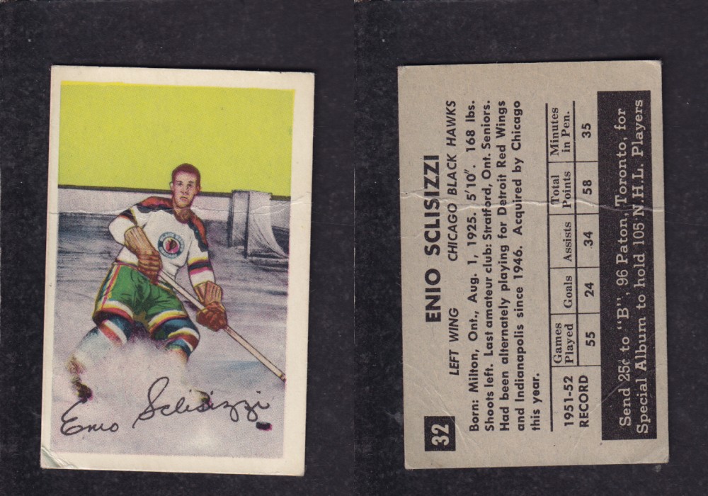 1952-53 PARKHURST HOCKEY CARD #32 E. SCLISIZZI photo