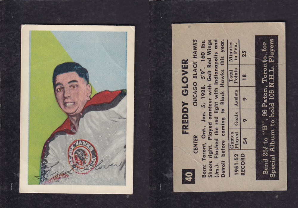 1952-53 PARKHURST HOCKEY CARD #40 F. GLOVER photo