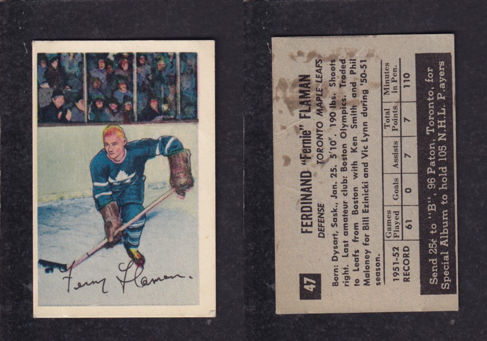 1952-53 PARKHURST HOCKEY CARD #47 F. FLAMAN photo