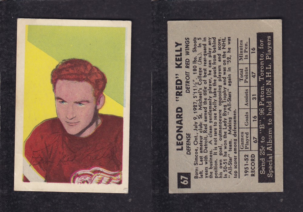 1952-53 PARKHURST HOCKEY CARD #67 L. KELLY photo