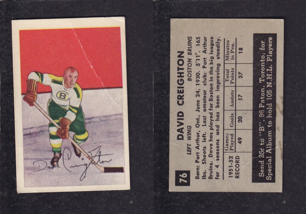 1952-53 PARKHURST HOCKEY CARD #76 D. CREIGHTON photo