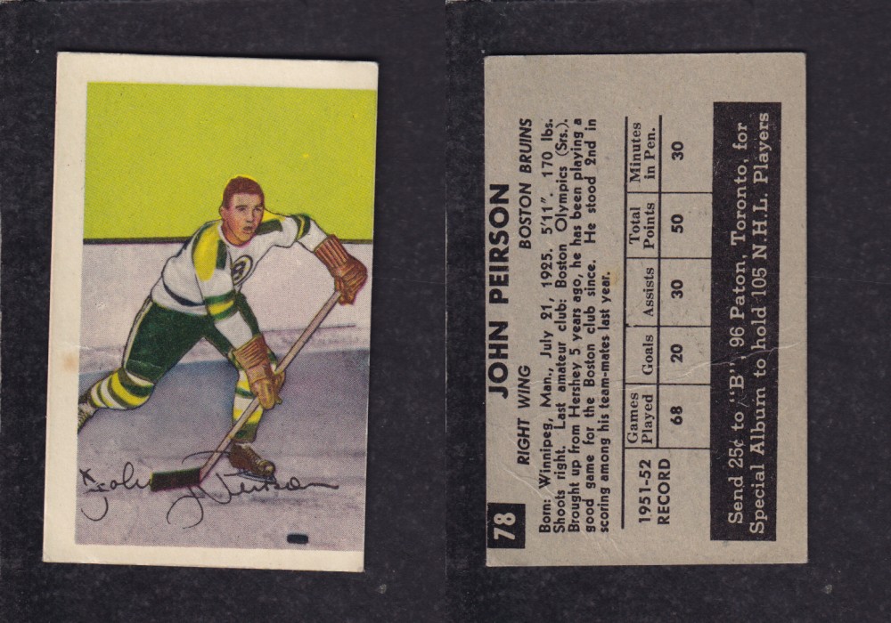 1952-53 PARKHURST HOCKEY CARD #78 J. PEIRSON photo