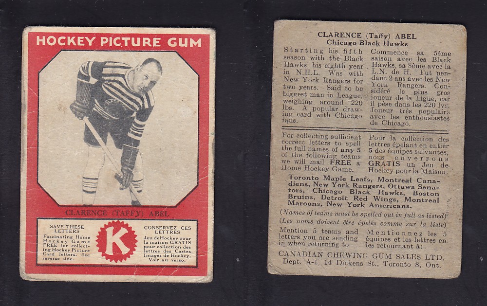 1933-34 CANADIAN CHEWING GUM HOCKEY CARD C. ABEL photo
