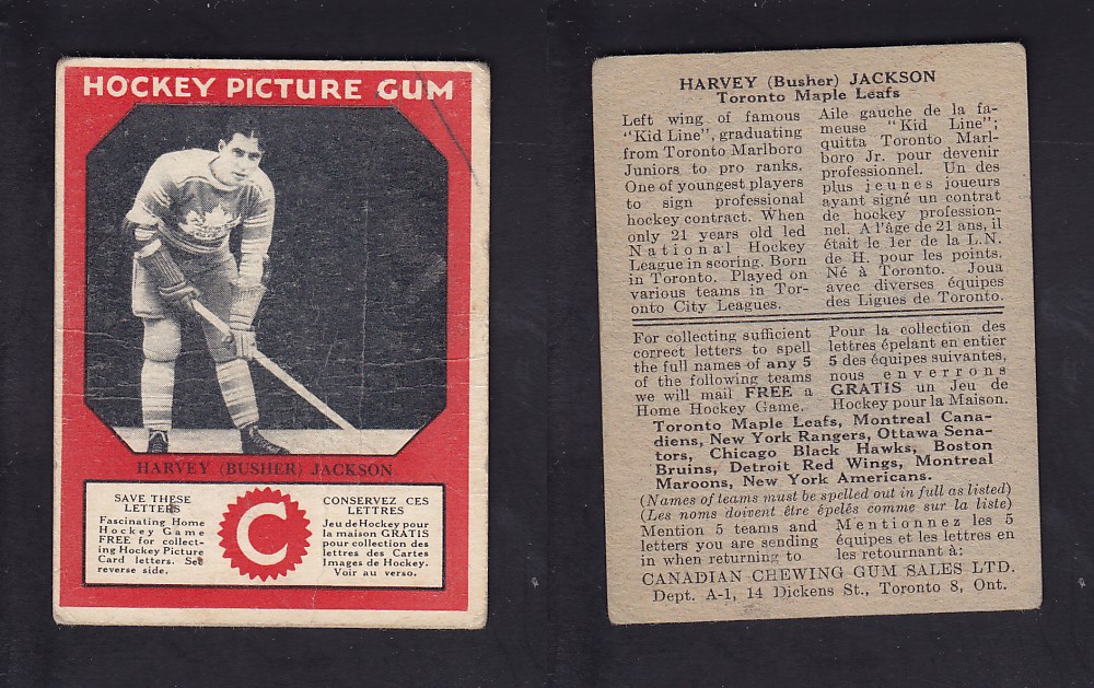 1933-34 CANADIAN CHEWING GUM HOCKEY CARD H. JACKSON photo