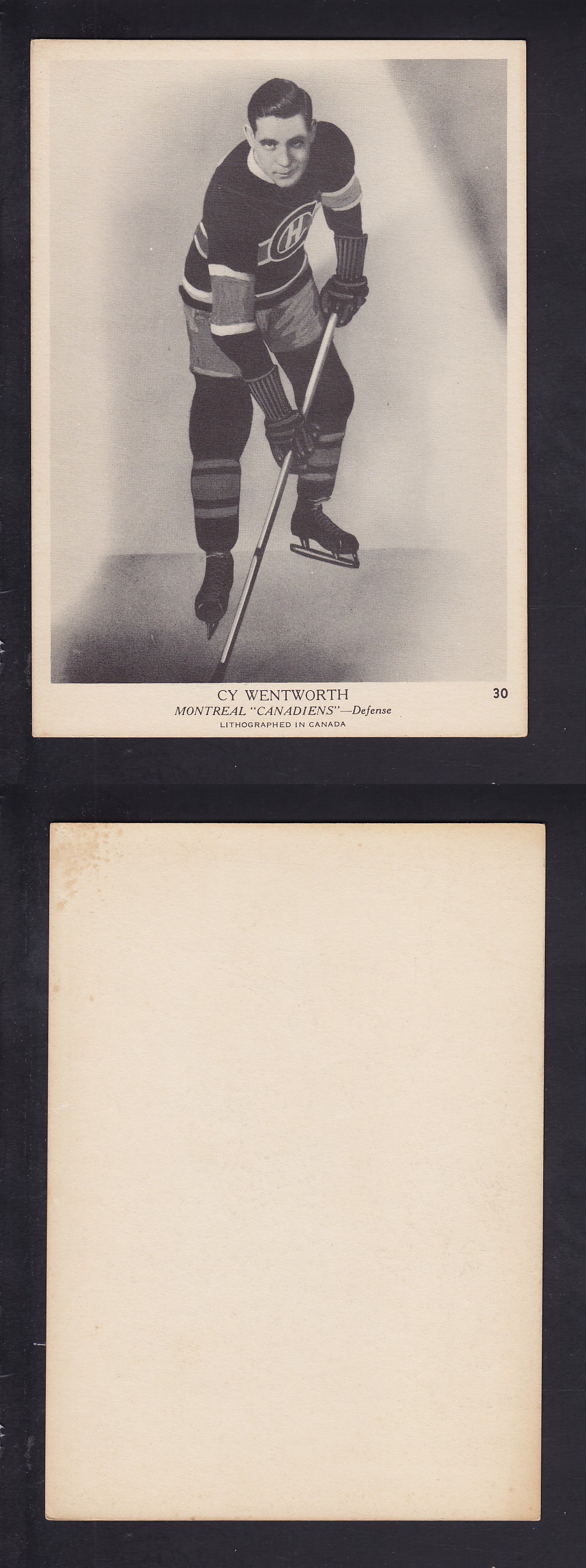 1939-40 O-PEE-CHEE HOCKEY CARD #30 C. WENTWORTH photo