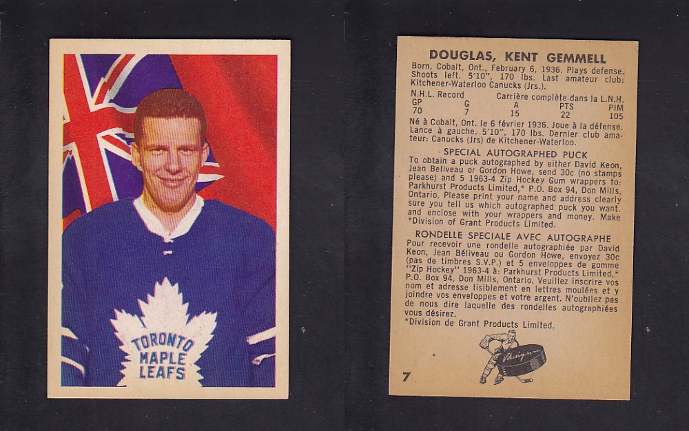 1963-64 PARKHURST HOCKEY CARD #7 K. DOUGLAS photo