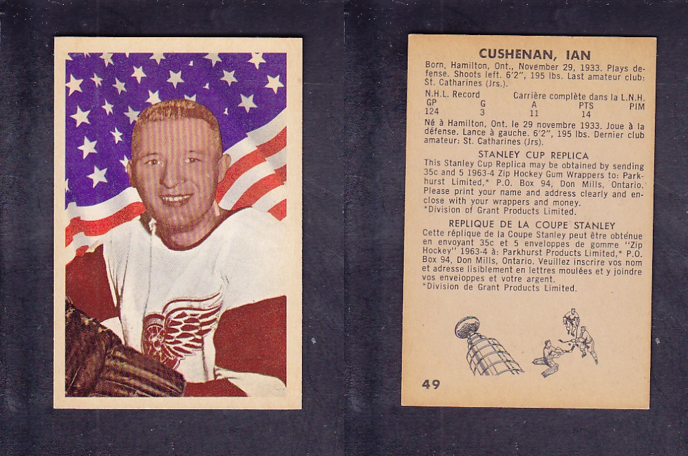 1963-64 PARKHURST HOCKEY CARD #49 I. CUSHENAN photo