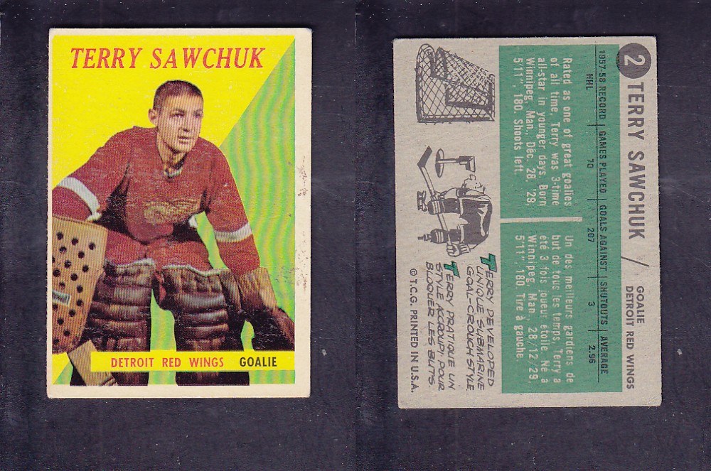 1958-59 TOPPS HOCKEY CARD #2 T. SAWCHUK photo