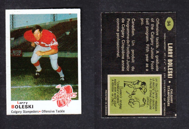 1970 CFL O-PEE-CHEE FOOTBALL CARD #94 L. BOLESKI photo