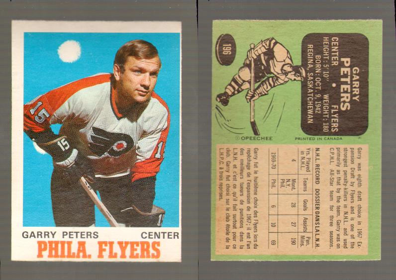 1970-71 O-PEE-CHEE CARD #196 G. PETERS photo