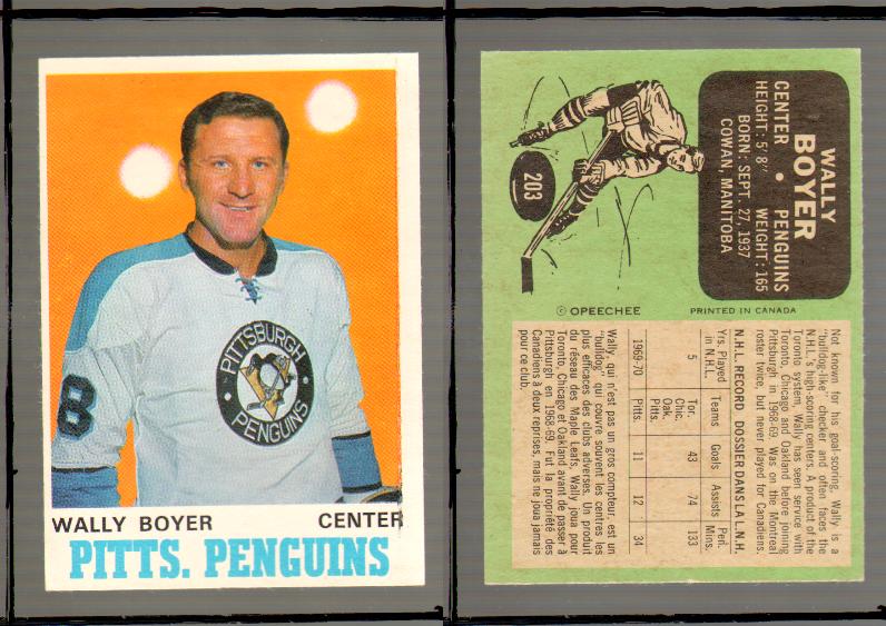 1970-71 O-PEE-CHEE CARD #203 W. BOYER photo