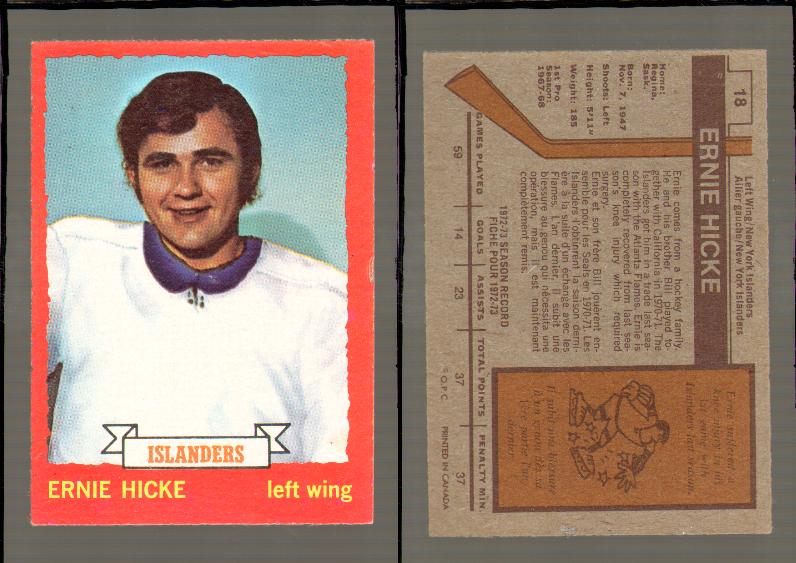 1973-74 O-PEE-CHEE CARD #18 E. HICKE photo