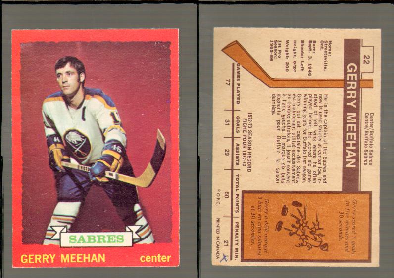 1973-74 O-PEE-CHEE CARD #22 G. MEEHAN photo