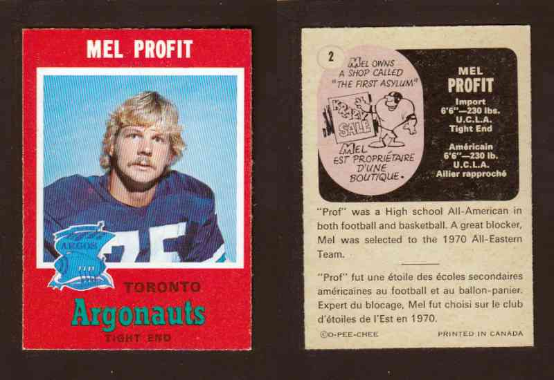 1971 CFL O-PEE-CHEE FOOTBALL CARD #2 M. PROFIT photo