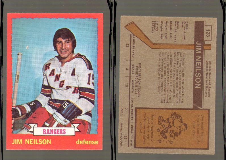 1973-74 O-PEE-CHEE CARD #123 J. NEILSON photo