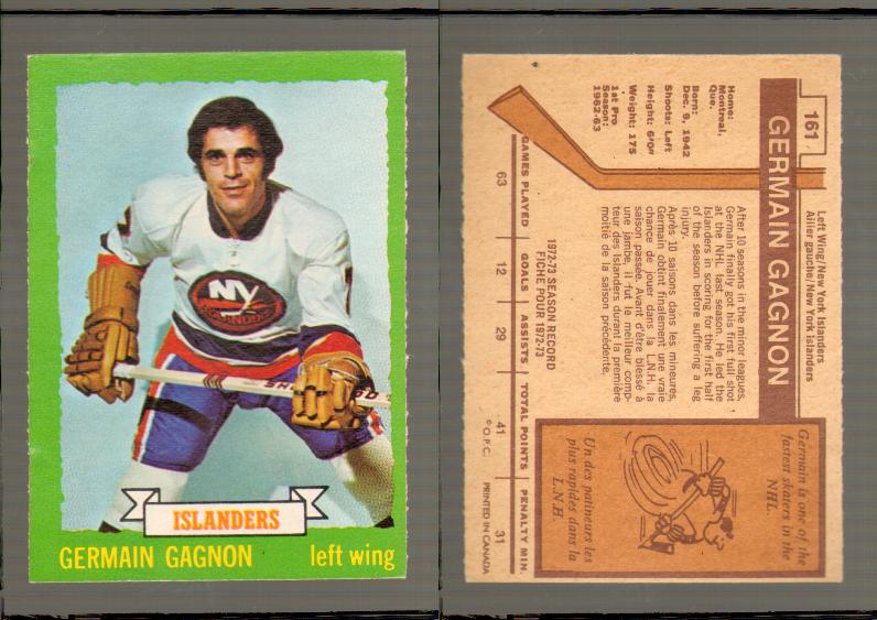 1973-74 O-PEE-CHEE CARD #161 G. GAGNON photo