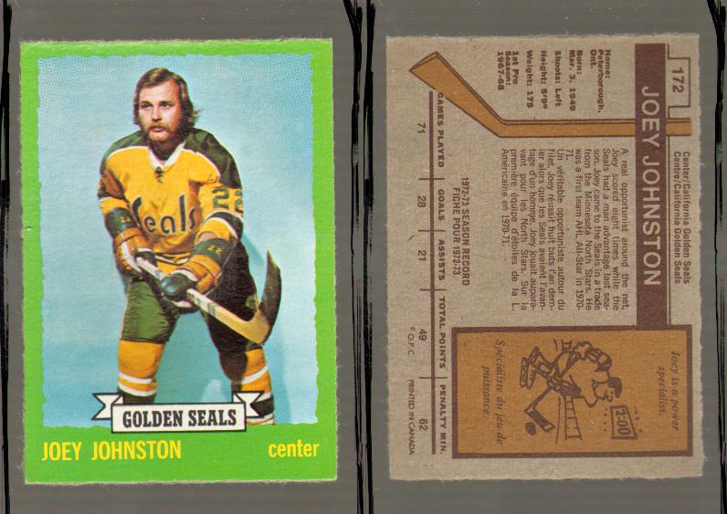 1973-74 O-PEE-CHEE CARD #172 J. JOHNSTON photo
