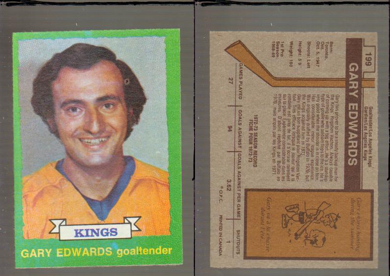 1973-74 O-PEE-CHEE CARD #199 G. EDWARDS photo
