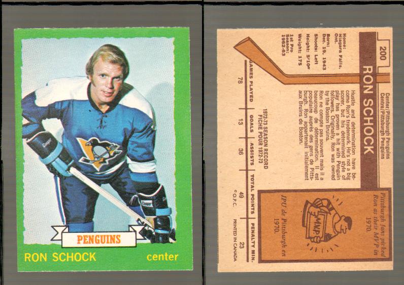 1973-74 O-PEE-CHEE CARD #200 R. SCHOCK photo