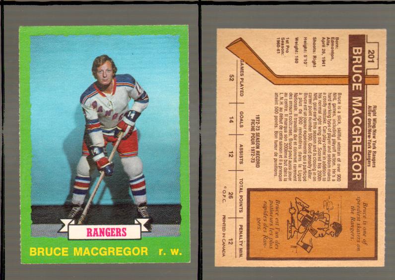 1973-74 O-PEE-CHEE CARD #201 B. MACGREGOR photo