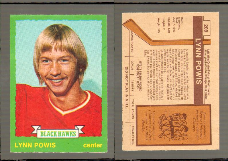 1973-74 O-PEE-CHEE CARD #209 L. POWIS photo