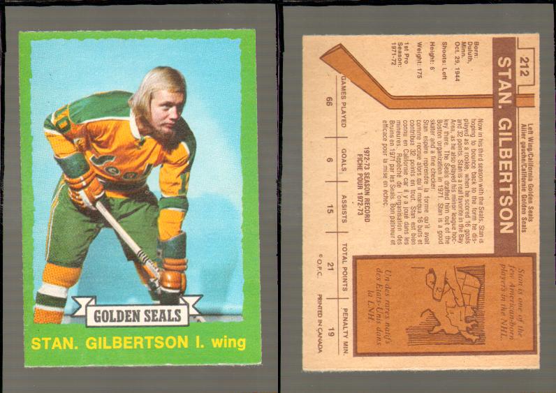 1973-74 O-PEE-CHEE CARD #212 S. GILBERTSON photo