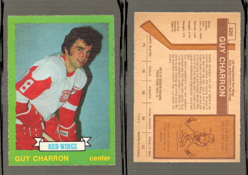 1973-74 O-PEE-CHEE CARD #220 G. CHARRON photo