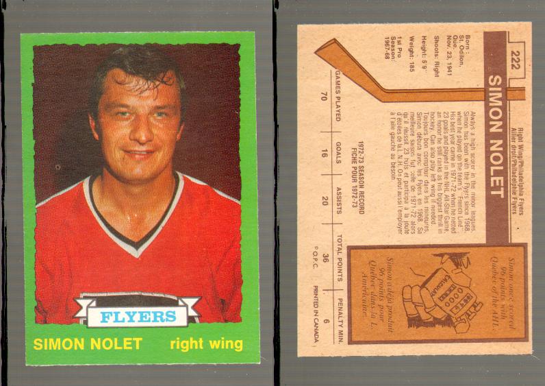 1973-74 O-PEE-CHEE CARD #222 S. NOLET photo