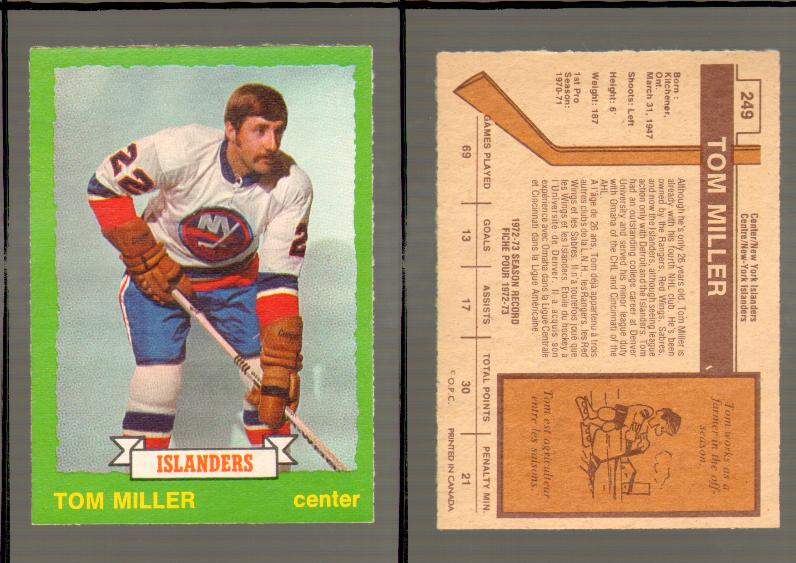 1973-74 O-PEE-CHEE CARD #249 T.MILLER photo