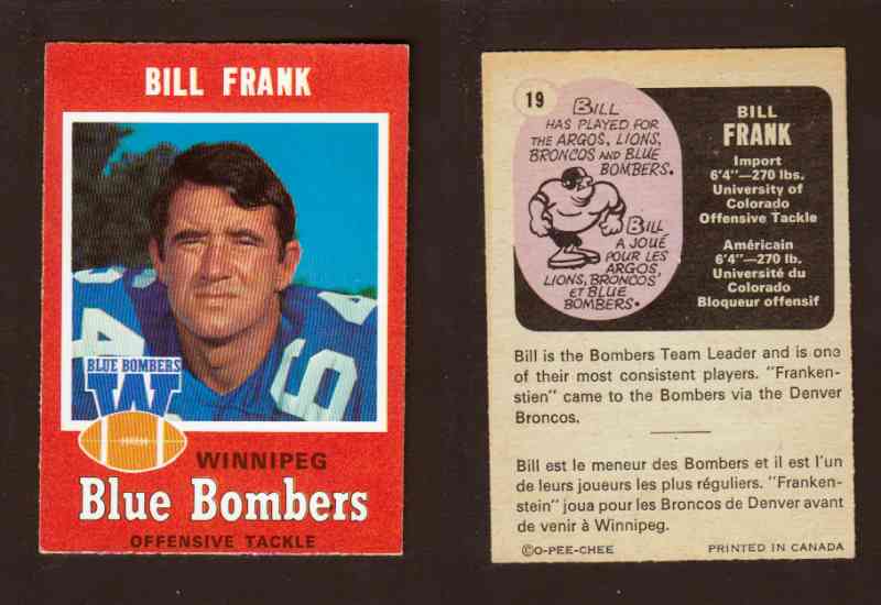 1971 CFL O-PEE-CHEE FOOTBALL CARD #19 B. FRANK photo