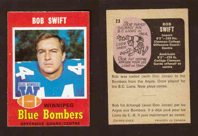 1971 CFL O-PEE-CHEE FOOTBALL CARD #23 B. SWIFT photo