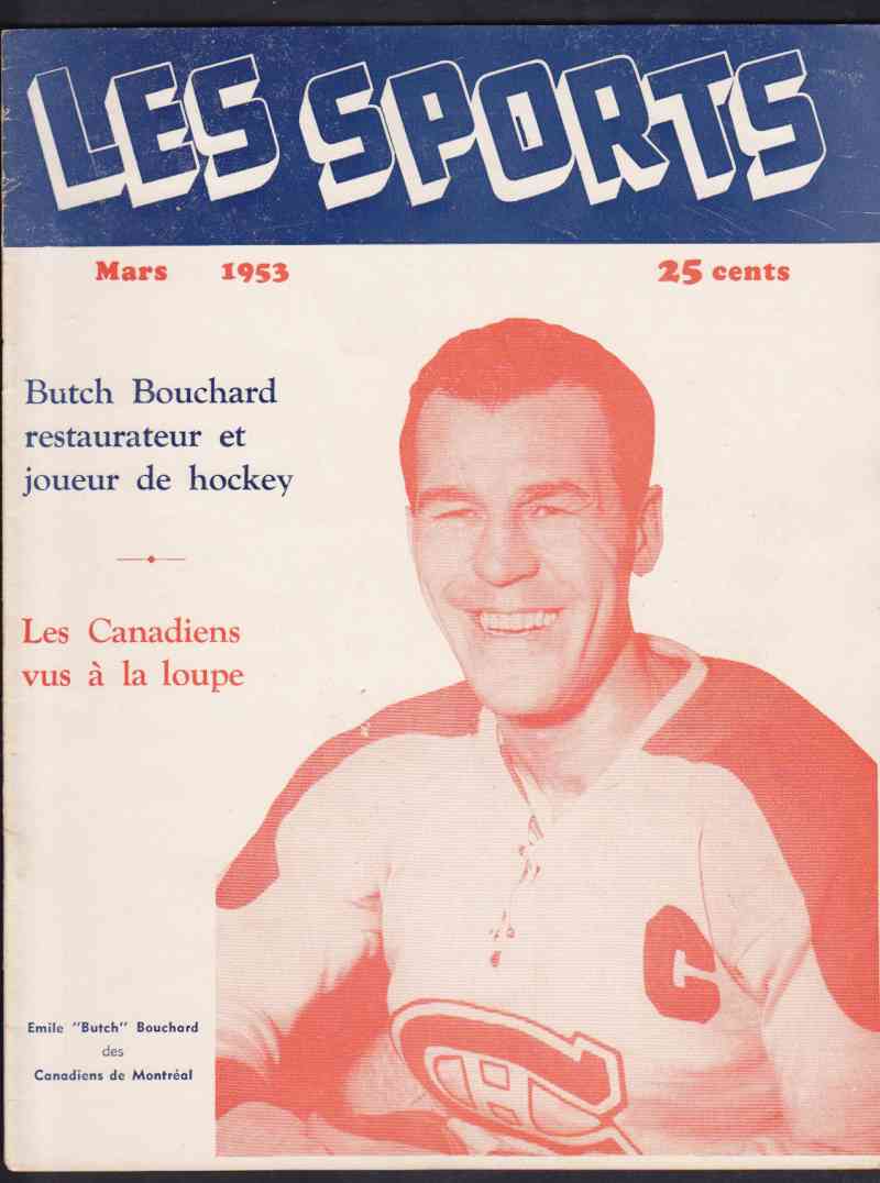 1953 LES SPORTS FULL MAGAZINE B.BOUCHARD ON COVER photo