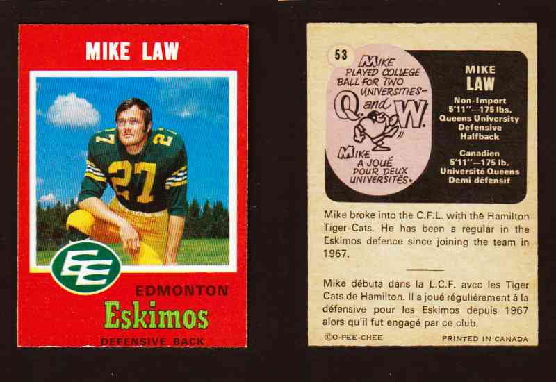 1971 CFL O-PEE-CHEE FOOTBALL CARD #53 M. LAW photo