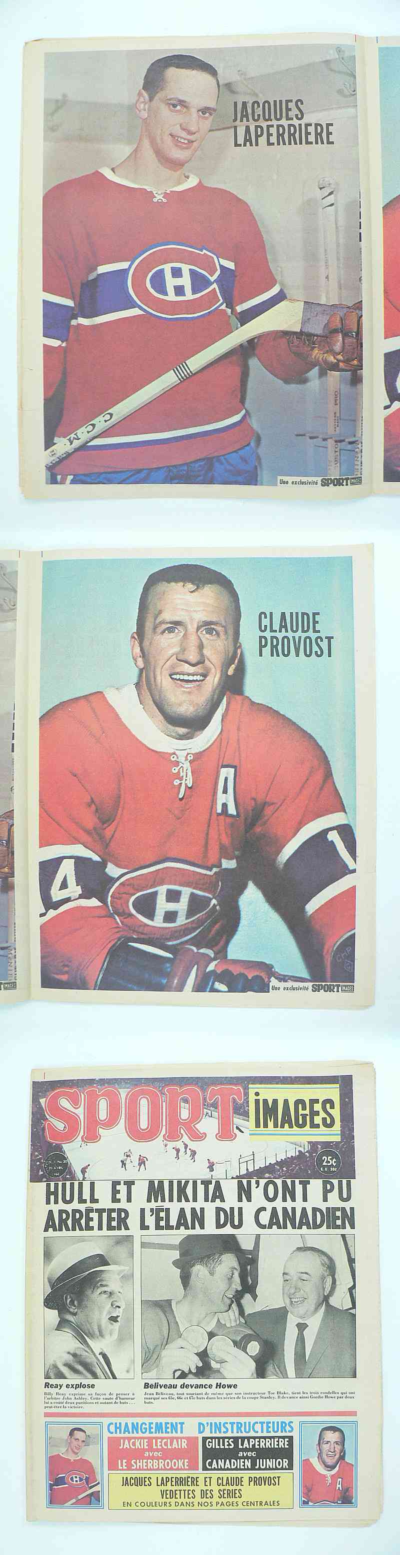 1968 SPORT IMAGES FULL MAGAZINE LAPERRIERE/PROVOST POSTER photo