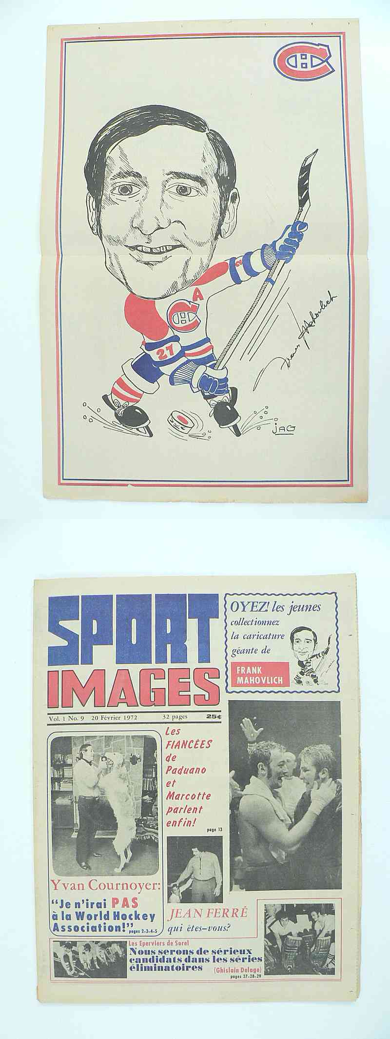 1972 SPORT IMAGES FULL MAGAZINE F.MAHOVLICH POSTER photo