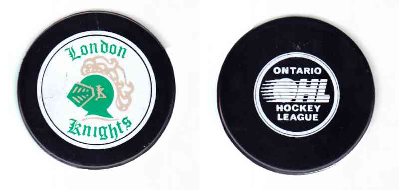 1984-86 OHL GDR LONDON KNIGHTS GAME PUCK photo