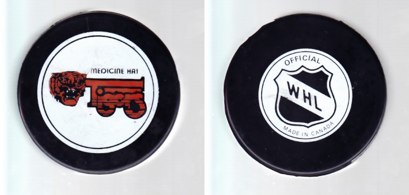 1983-86 WHL GDR MEDICINE HAT TIGERS GAME PUCK photo