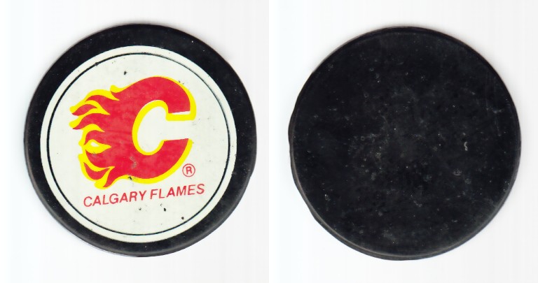 1980-87 NHL VICEROY CALGARY FLAMES PUCK photo