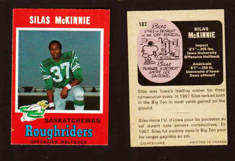 1971 CFL O-PEE-CHEE FOOTBALL CARD #102 S. McKINNIE photo