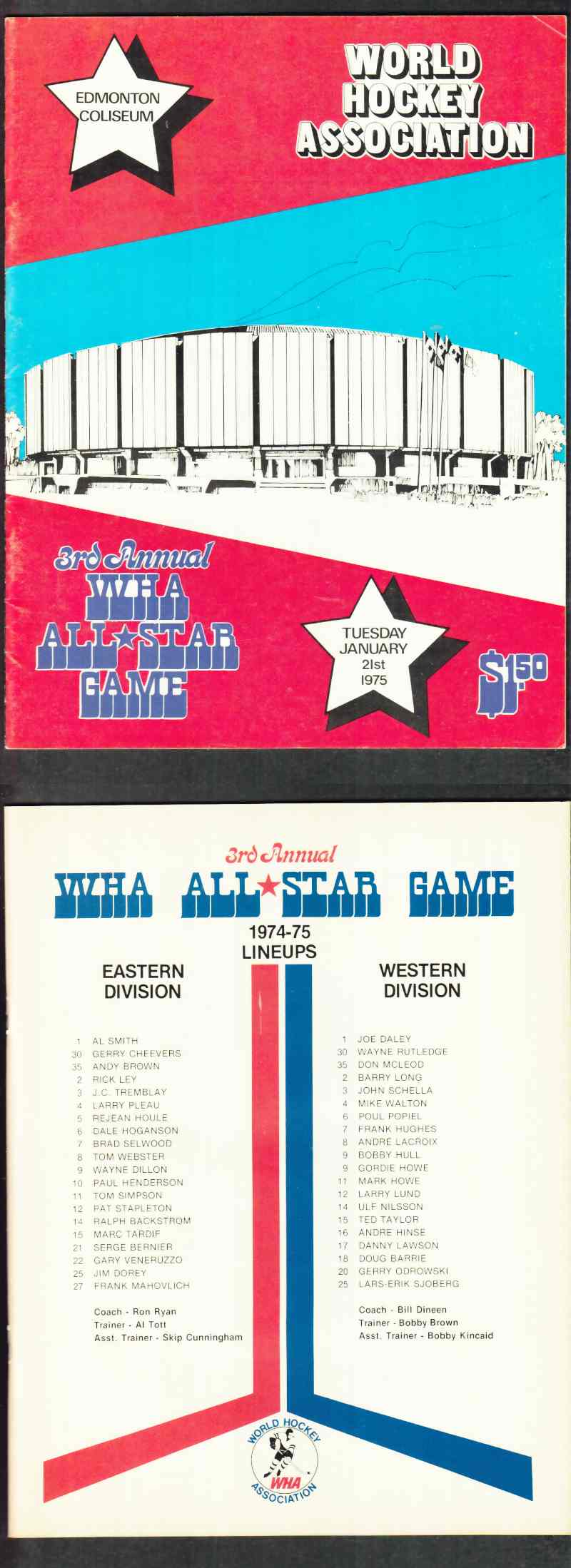 1975 WHA EDMONTON ALL STAR GAME PROGRAM photo